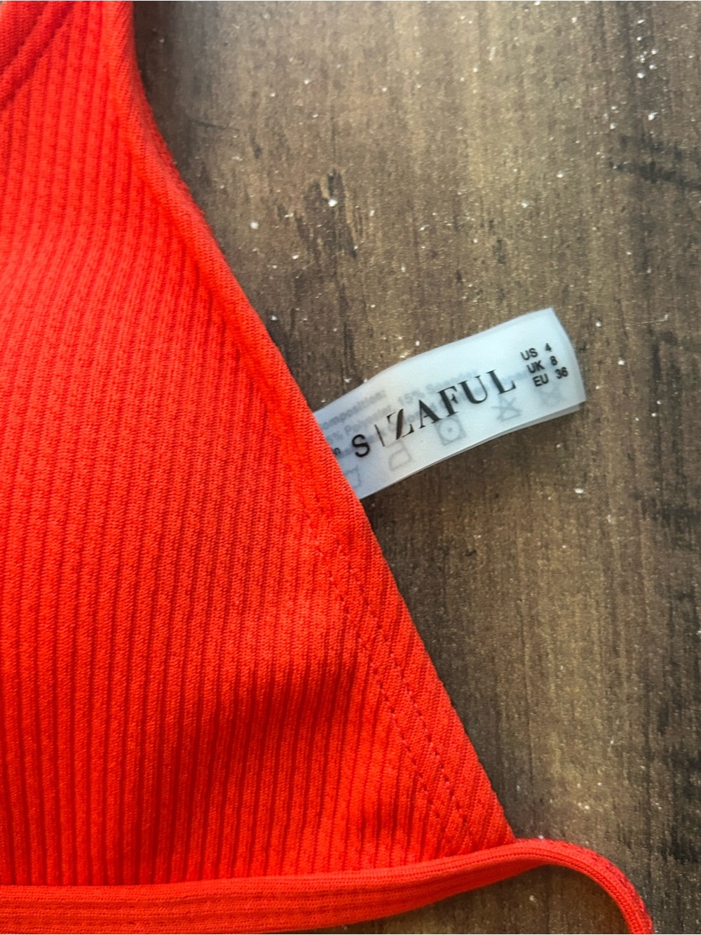 Zaful Red Ribbed Triangle Bikini Set - Picture 3 of 3